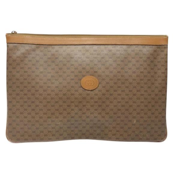 GUCCI Micro GG Supreme Clutch Bag PVC Beige 017 123 0025 Auth gh252